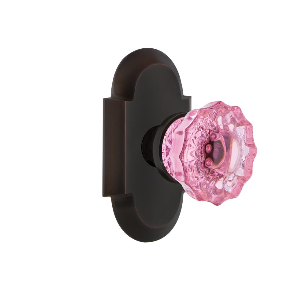 Nostalgic Warehouse COTCRP Colored Crystal Cottage Plate Double Dummy Crystal Pink Glass Door Knob in Timeless Bronze
